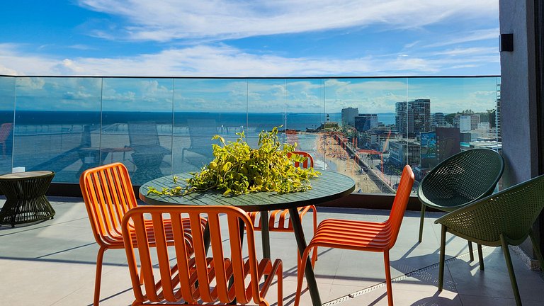 Studio com varanda na melhor vista da Barra