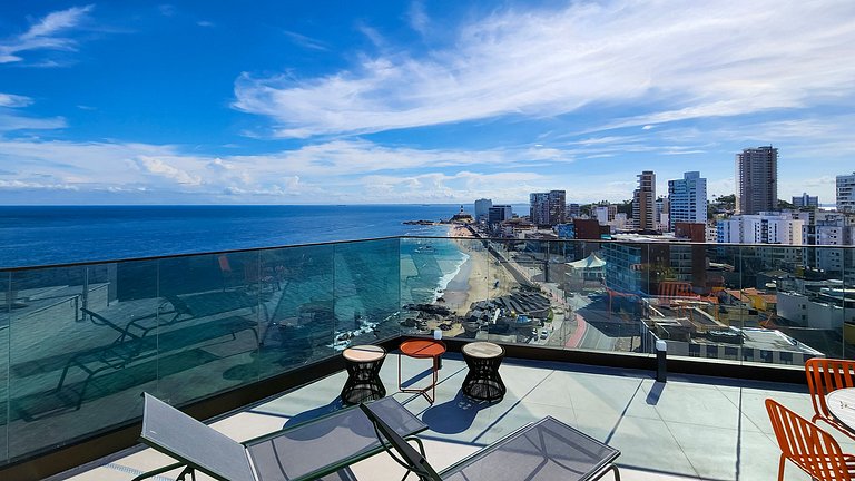 Studio com varanda na melhor vista da Barra