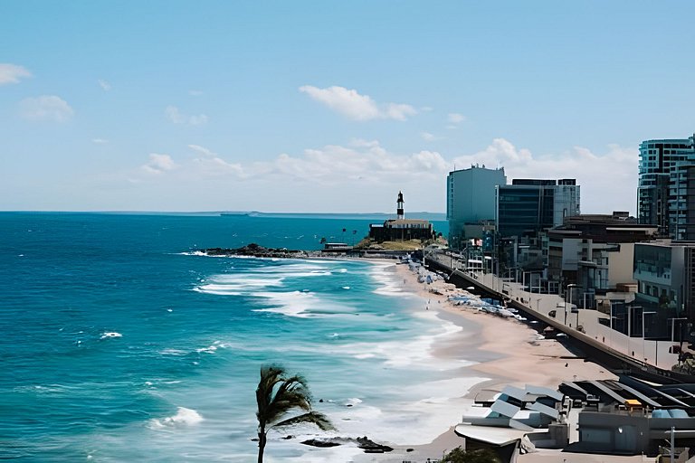 Studio com varanda na melhor vista da Barra-SB502