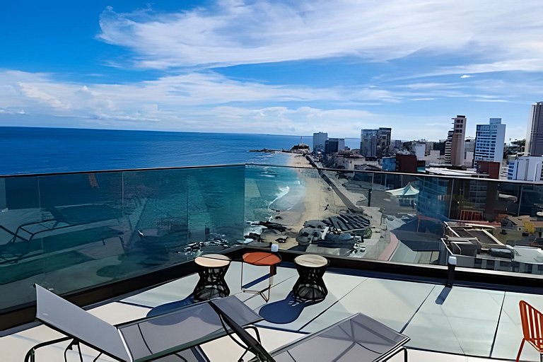 Studio com varanda na melhor vista da Barra-SB502