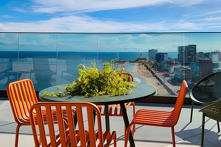 Studio com varanda na melhor vista da Barra-SB502